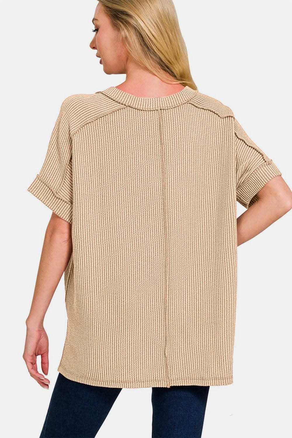 Zenana high-low ribbed tee - Love Salve